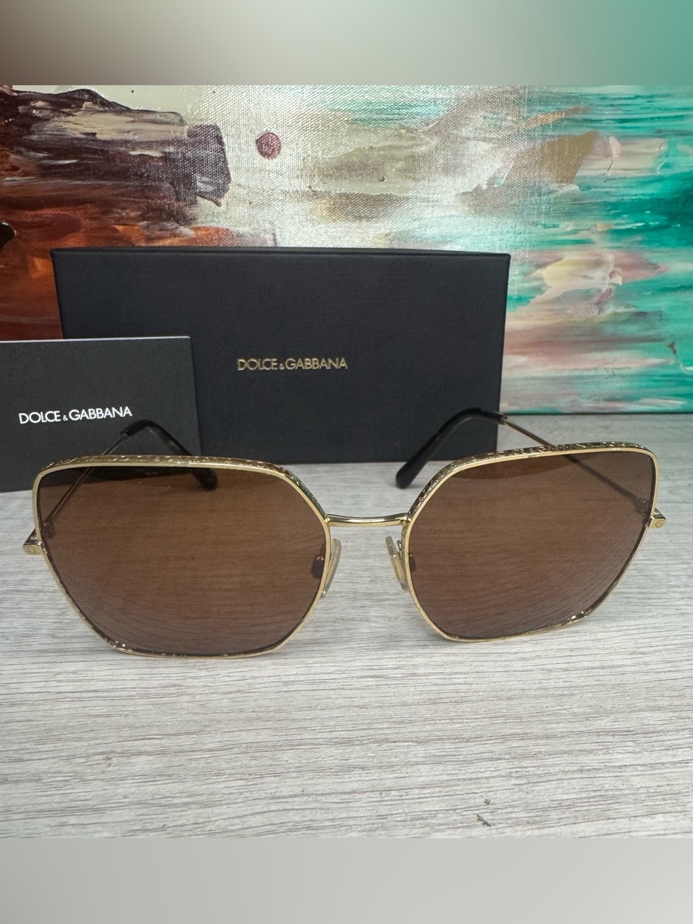 Dolce & Gabbana Gold Frame Brown Lens Women's Sunglasses